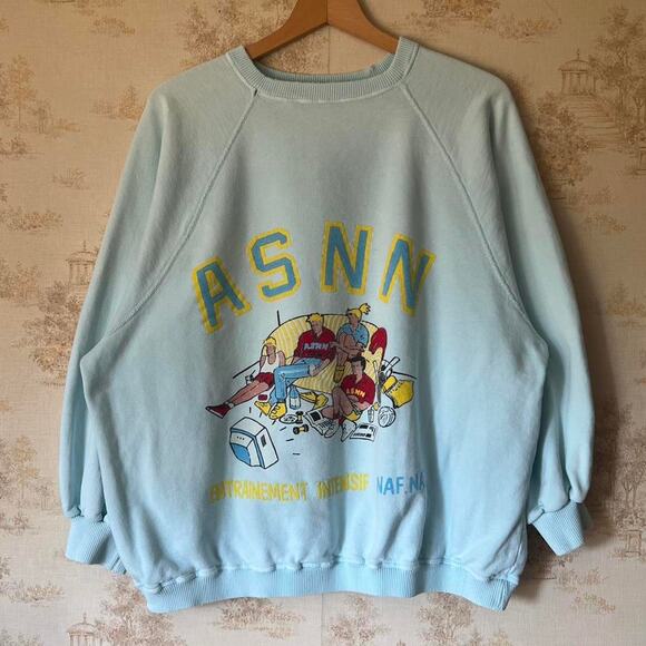 80s/90s Distressed Naf Naf French Crewneck Sweater Size M - Picture 1 of 8